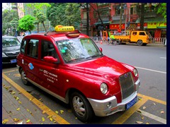 The London taxis are manufactured in Guangzhou nowadays, that's why you can see some of them here.